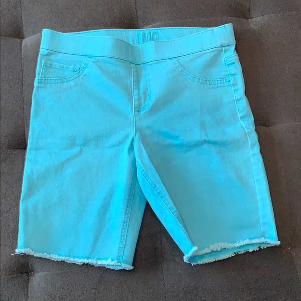 Justice Girls Blue/ Green elastic waist shorts